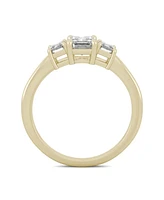 Moissanite Emerald Cut Three Stone Ring 1-1/2 ct. t.w. Diamond Equivalent 14k White or Yellow Gold