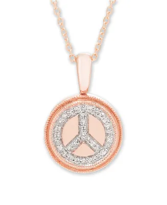 Diamond (1/10 ct. t.w.) Peace Sign Pendant in 14k Yellow or Rose Gold