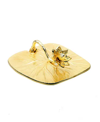 Classic Touch Gold-Tone Square Napkin Holder with Lotus Flower Design