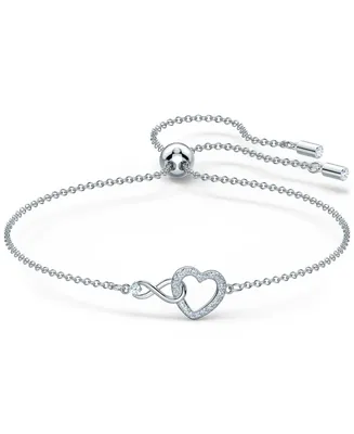 Swarovski Silver-Tone Crystal Heart & Infinity Symbol Slider Bracelet