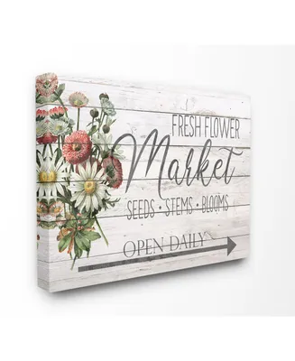 Stupell Industries Farmhouse Planked Look Fresh Flower Market Open Daily Canvas Wall Art