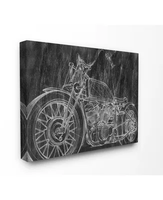 Stupell Industries Monotone Black and White Motorcycle Sketch Canvas Wall Art, 16" L x 20" H