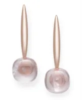 Rose Quartz Drop Earrings in Rose Gold over Silver