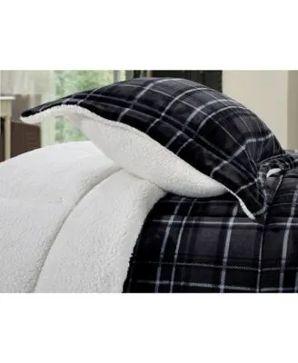 Elegant Comfort Plaid Micromink Sherpa Reversible Down Alternative Microsuede Comforter Sets