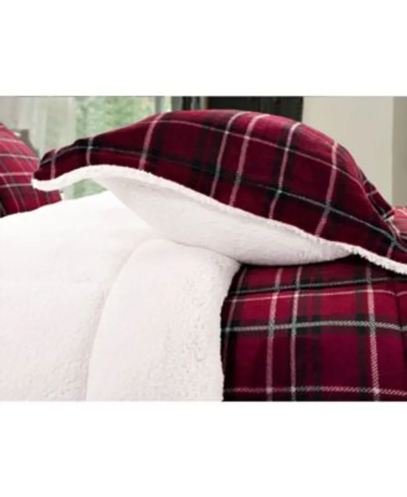 Elegant Comfort Plaid Micromink Sherpa Reversible Down Alternative Microsuede Comforter Sets