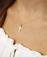 Flat Cross Necklace Set in 14k Gold