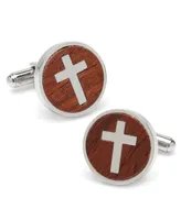 Ox Bull Trading Co Cross Round Wood Cufflinks