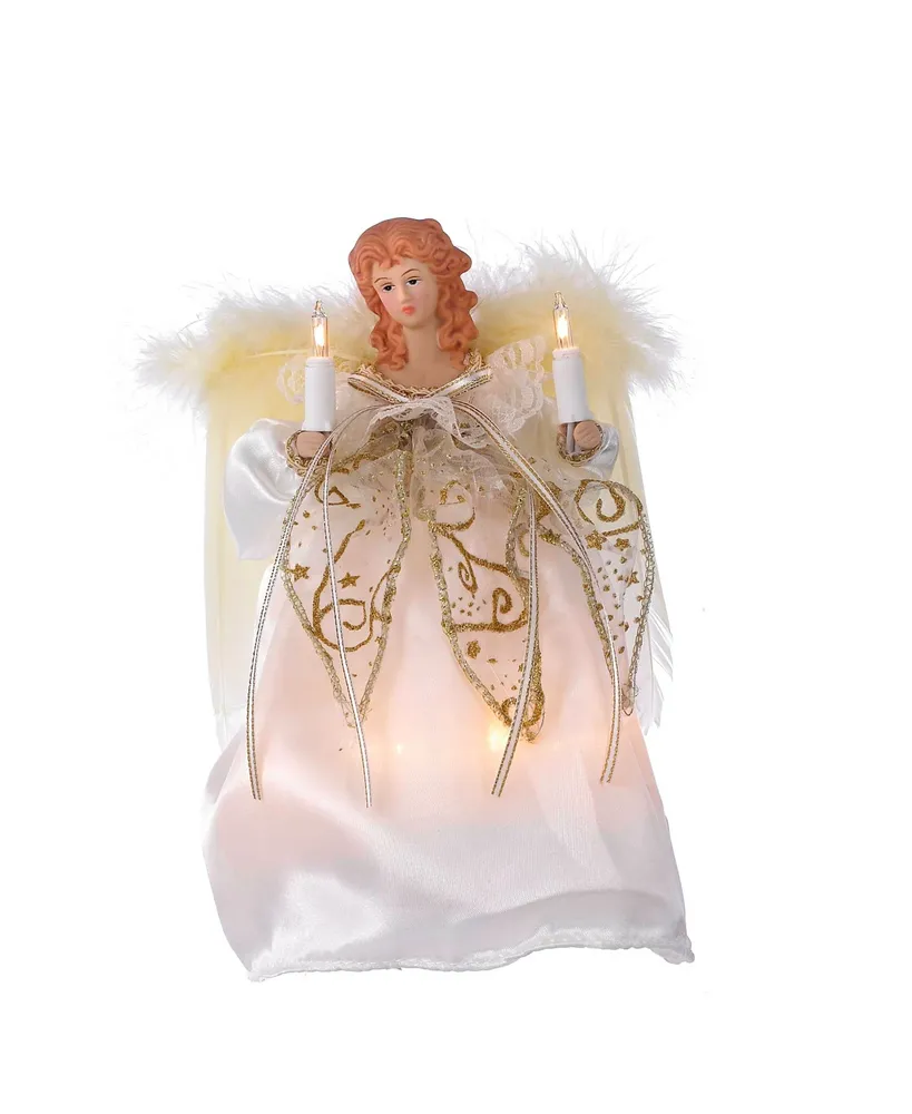 Kurt Adler 10-Light 9-Inch Ivory and Gold Angel Treetop