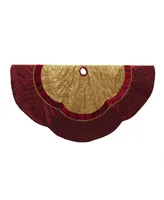 Kurt Adler 72-Inch Red and Gold Criss-Cross Scallop Treeskirt