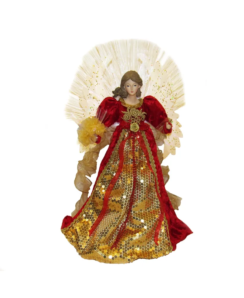 Kurt Adler 18-inch Red and Gold Multi-colored Led Fiber-Optic Angel Treetop