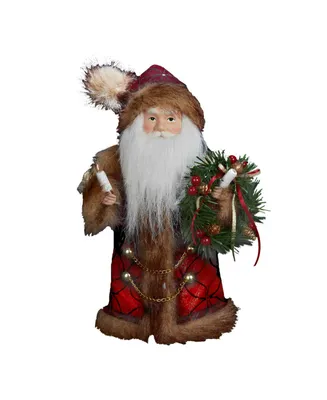 Kurt Adler 10-Inch 10-Light Burgundy and Brown Santa Treetop