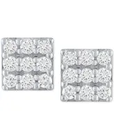 Forever Grown Diamonds Lab Grown Square Diamond Cluster Stud Earrings (1/2 ct. t.w.) in Sterling Silver