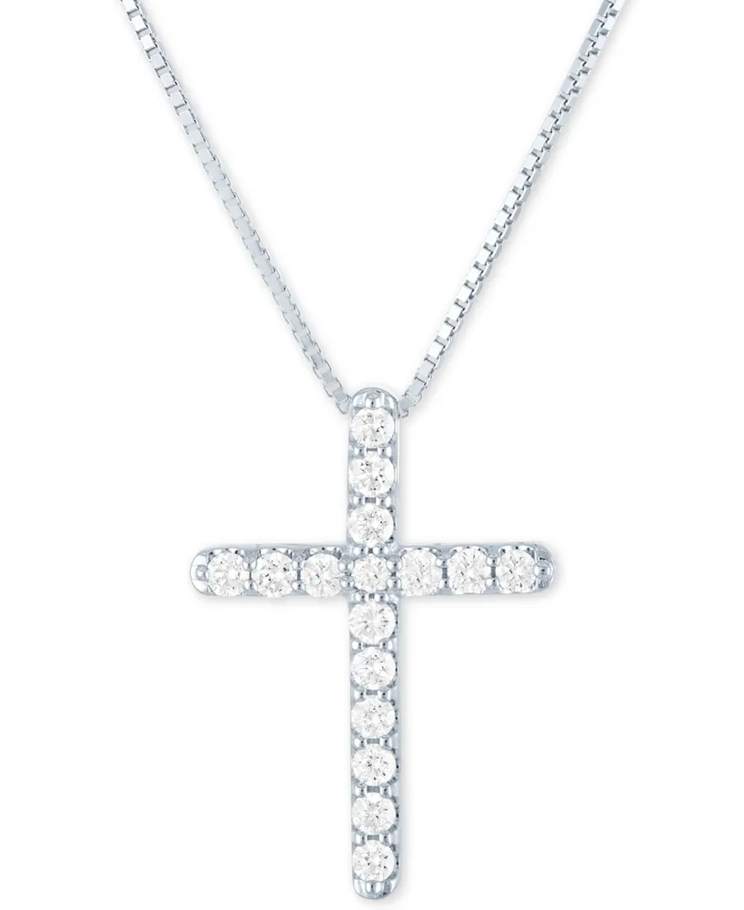 Forever Grown Diamonds Lab-Created Diamond Cross 18" Pendant Necklace (1/2 ct. t.w.) in Sterling Silver, 14k Gold
