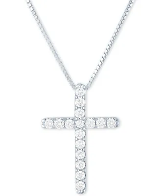 Forever Grown Diamonds Lab-Created Diamond Cross 18" Pendant Necklace (1/2 ct. t.w.) in Sterling Silver, 14k Gold