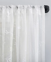 Delia Embroidered Floral Sheer Rod Pocket Curtain Valance