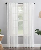 Delia Embroidered Floral Sheer Rod Pocket Curtain Panel