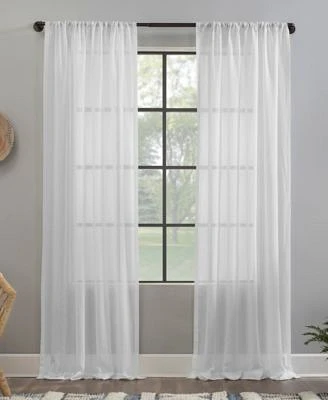 Crushed Texture Anti Dust Sheer Linen Blend Curtain Panel