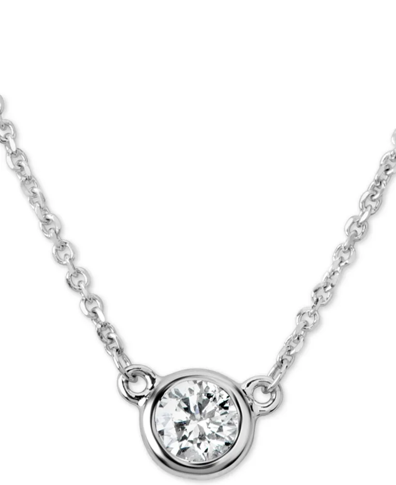 Certified Diamond Bezel Pendant Necklace (1/4 ct. t.w.) in 14k White Gold, 16" + 2" extender