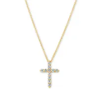 Diamond Cross Pendant Necklace (1/3 ct. t.w.) in 14k Gold, 16" + 2" Extender