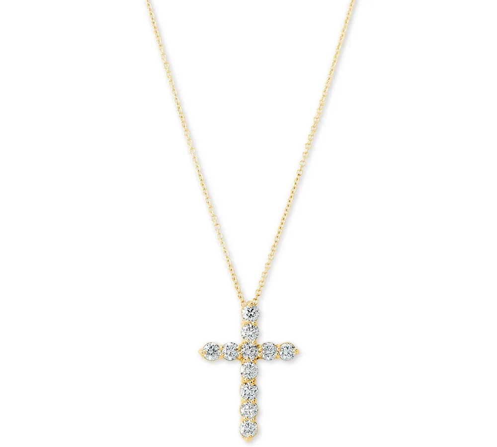 Certified Diamond Cross Pendant Necklace (1 ct. t.w.) in 14k Gold, 16" + 2" extender