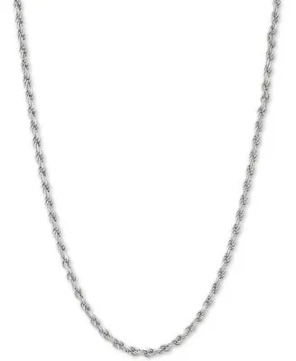 Rope Link Chain Necklace 1822 In Sterling Silver Or 18k Gold Plated Sterling Silver 2 1 5mm