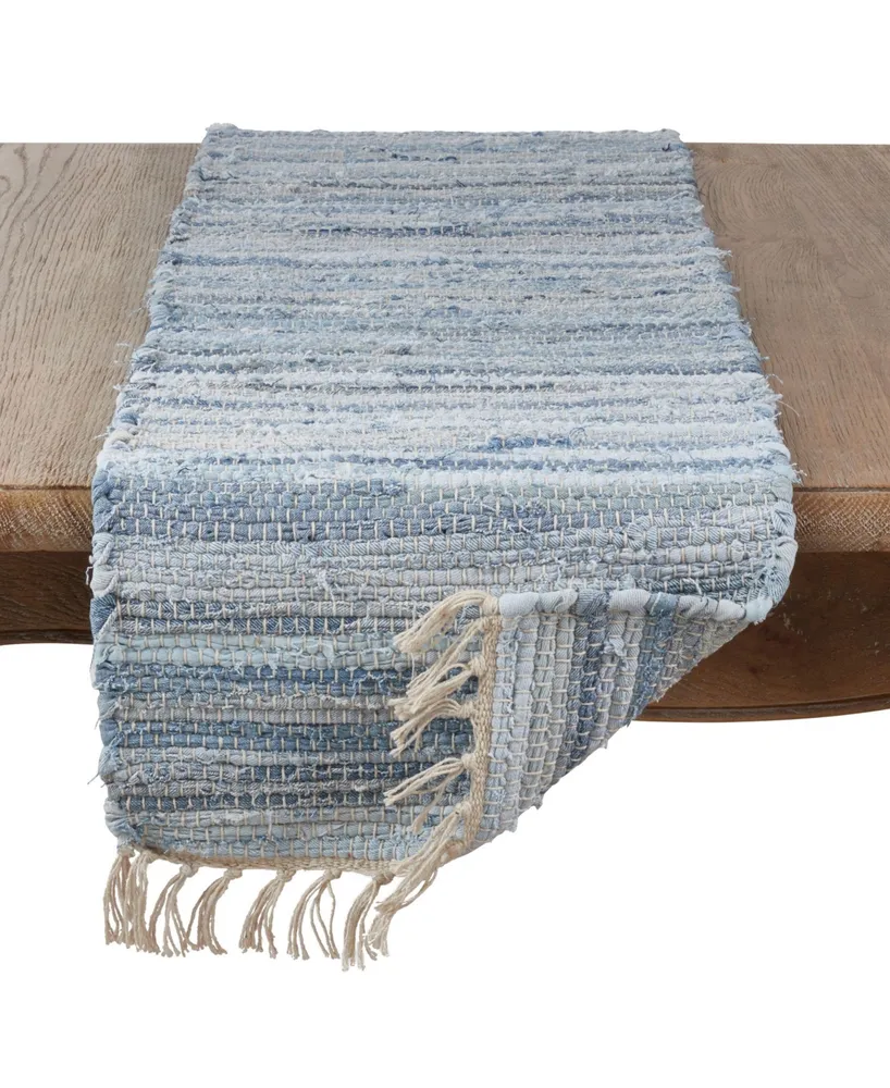 Saro Lifestyle Long Table Runner with Chindi Woven Design