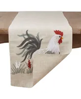 Saro Lifestyle Long Table Runner with Embroidered Rooster Design