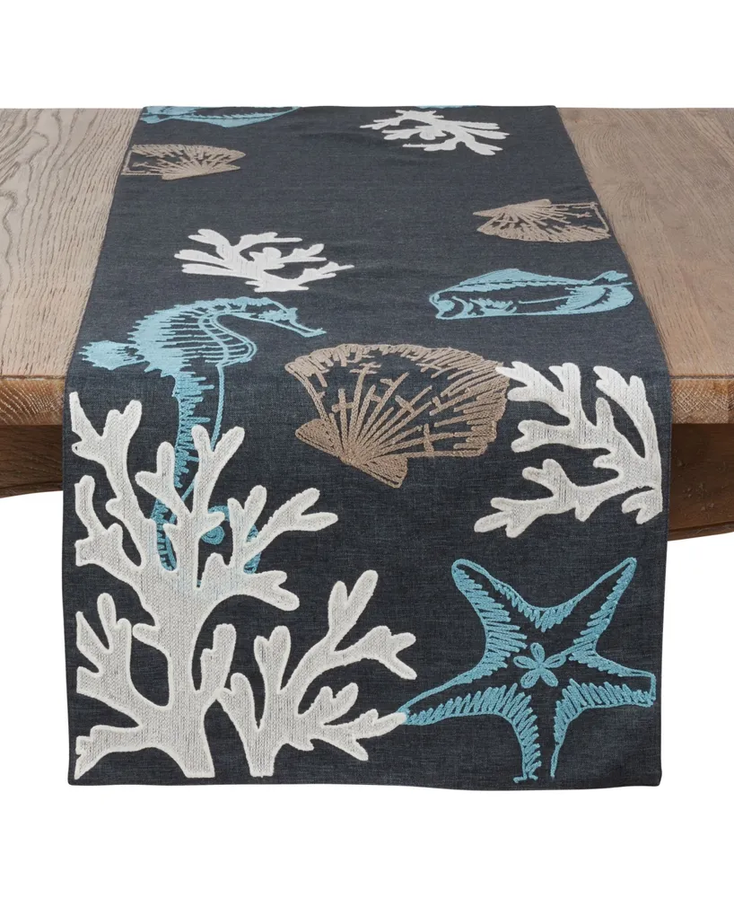 Saro Lifestyle Sea Life Print Table Runner