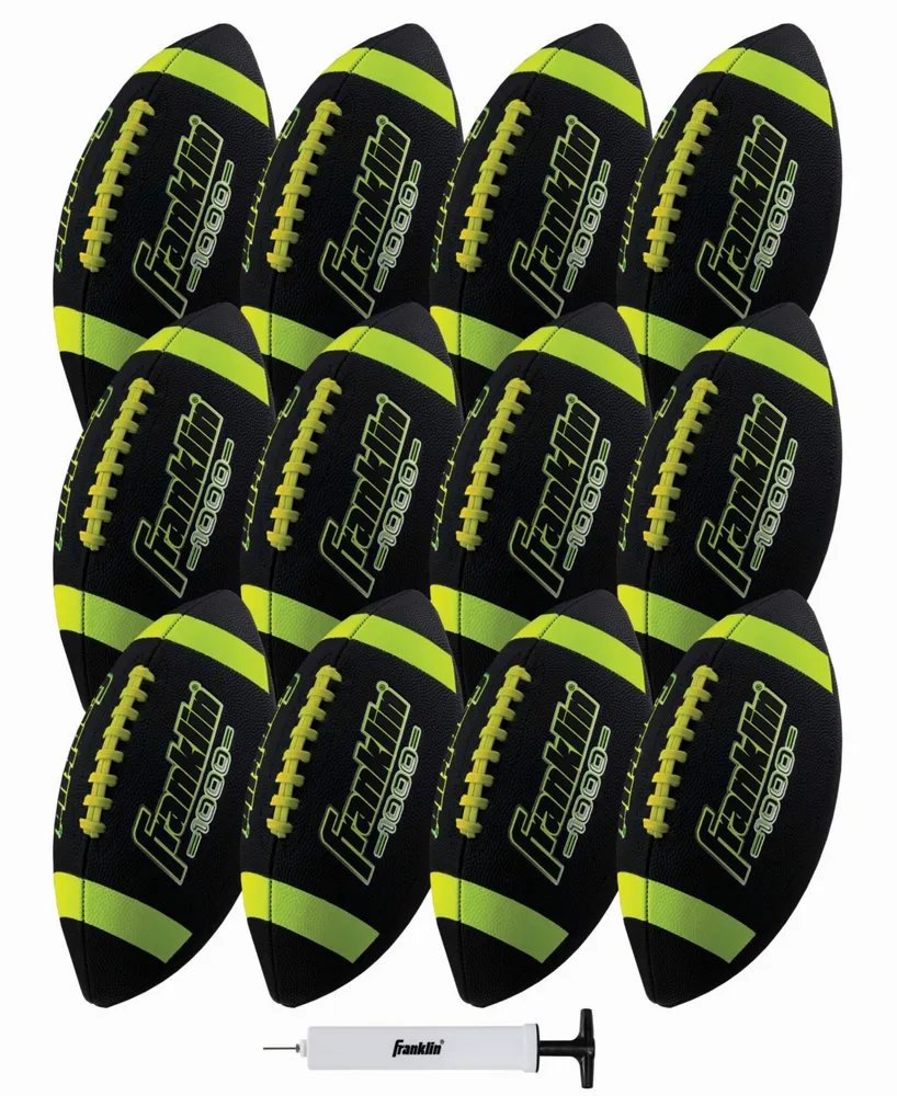 Franklin Sports Junior Rubber Football Set - 12 Pack - Inflation Pump Included
