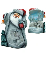 G.DeBrekht Woodcarved and Hand Painted Frosty Story Santa Figurine