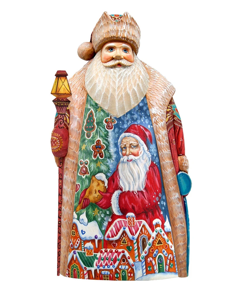 G.DeBrekht Woodcarved Gilding Light Santa Figurine