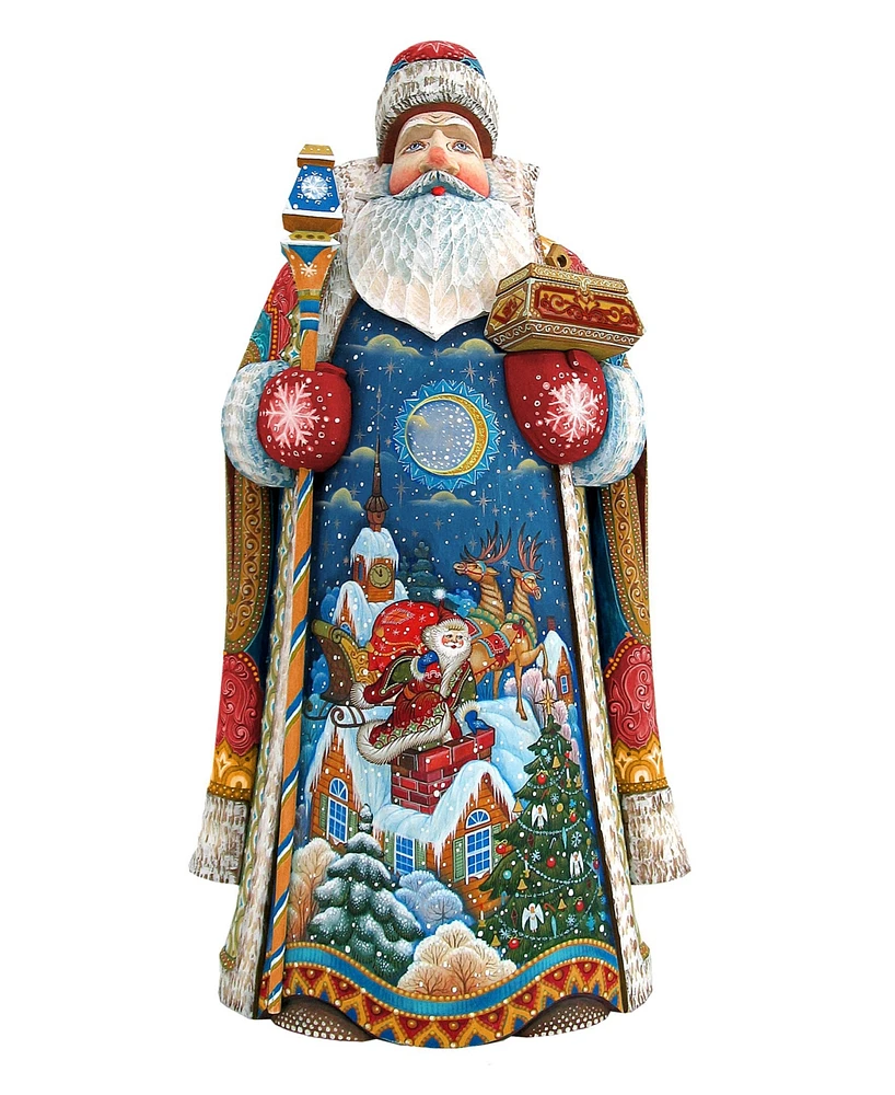 G.DeBrekht Woodcarved and Hand Painted Special Delivery Santa Claus Figurine