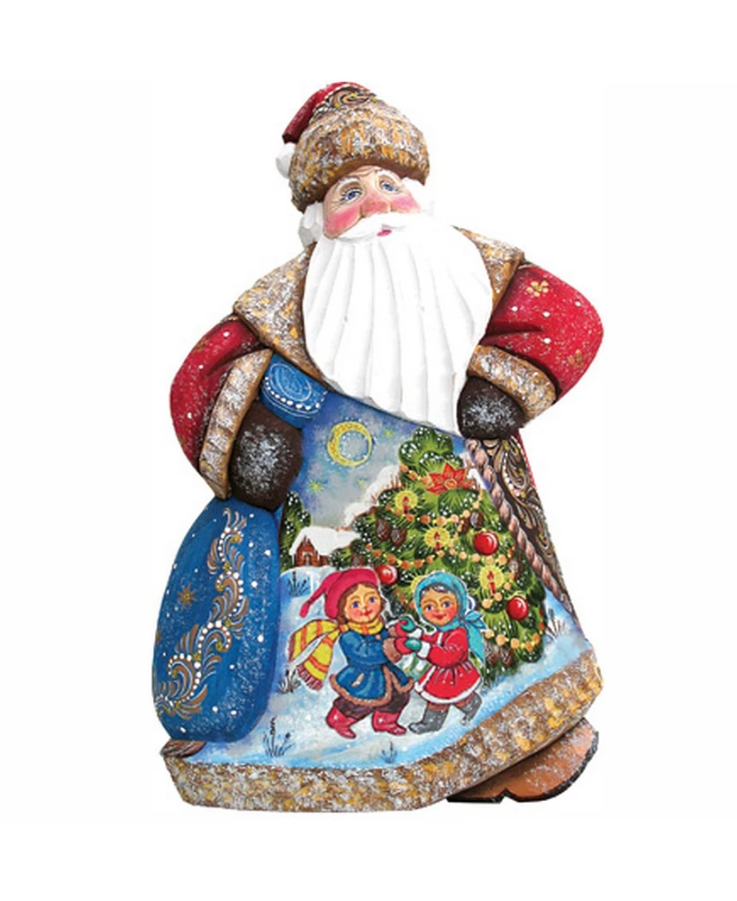 G.DeBrekht Woodcarved and Hand Painted Trim A Tree Dancing Santa Figurine