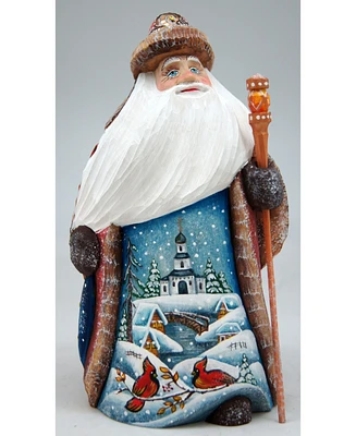 G.DeBrekht Woodcarved and Hand Painted Winter House Santa Figurine