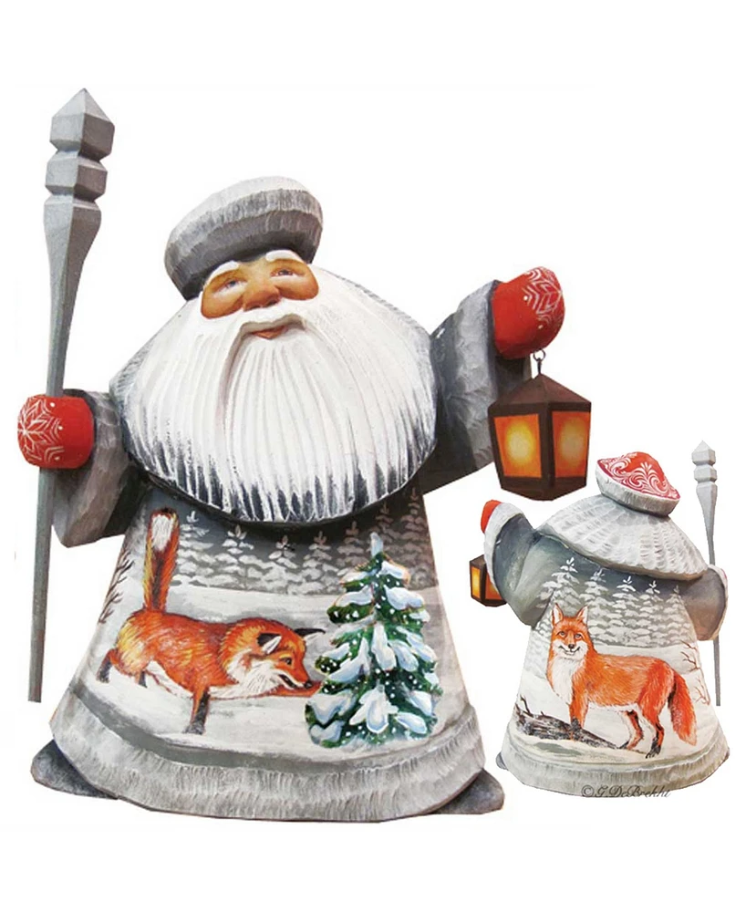 G.DeBrekht Woodcarved and Hand Painted Santa Foxy Play Father Frost Figurine