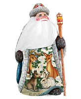 G.DeBrekht Woodcarved and Hand Painted Forest Gathering Santa Figurine