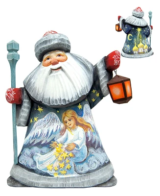 G.DeBrekht Woodcarved and Hand Painted Santa Kids Skating Figurine