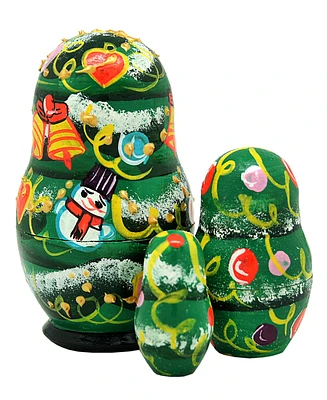 G.DeBrekht Christmas Tree 3-Piece Russian Matryoshka Nested Dolls Set