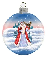 G.DeBrekht Santa with Owl Glass Ornament