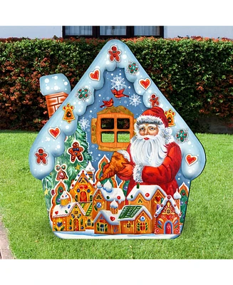 Designocracy Santa Gingerbread House Garden Decor