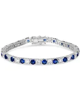 Simulated Cubic Zirconia Alternating Line Bracelet Silver Plate