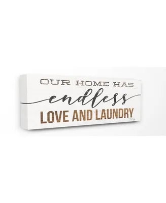 Stupell Industries Our Home Has Endless Love and Laundry Rustic White Wood Look Sign, 10" L x 24" H