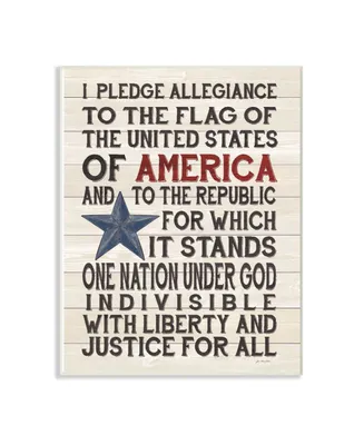 Stupell Industries Pledge of Allegiance Stars and Stripes Americana Rustic Wood Look Sign, 10" L x 15" H