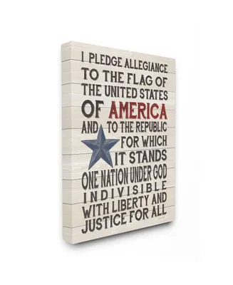 Stupell Industries Pledge of Allegiance Stars and Stripes Americana Rustic Wood Look Sign, 16" L x 20" H