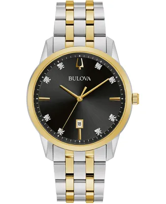 Bulova Men's Sutton Diamond-Accent Two-Tone Stainless Steel Bracelet Watch 40mm