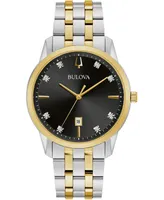 Bulova Men's Sutton Diamond-Accent Two-Tone Stainless Steel Bracelet Watch 40mm