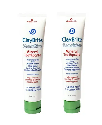 Zion Health Claybrite Sensitive Toothpaste, Maximum Relief Set of 2 Pack, 8oz