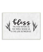 Stupell Industries Home Decor Collection Bless The Food and Family with Wheat Subtle Birch Typography Wall Plaque Art 12.5" L x 0.5" W x 18.5" H