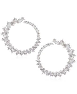 Sterling Silver Marquise Crystal Wrap Hoop Earrings