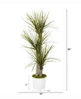 Nearly Natural 56in. Yucca Artificial Tree in Tin White Planter